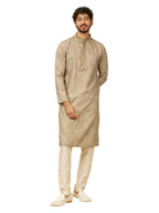 Manyavar Green Blended Viscose Printed Kurta Set For Men