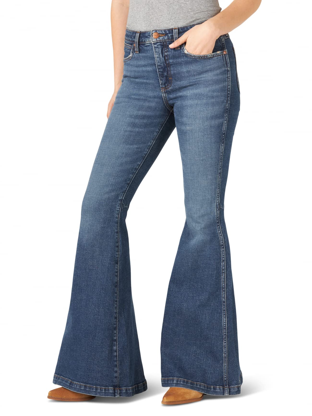 Wrangler Women's Retro High Rise Trumpet Flare, Paige, 32W x 36L