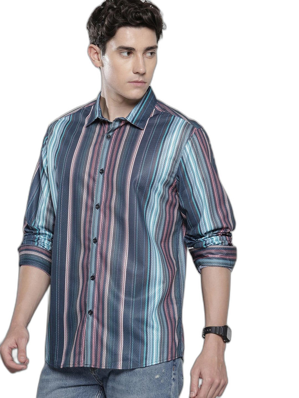 The Indian Garage Co Mens Striped Regular Fit Shirt