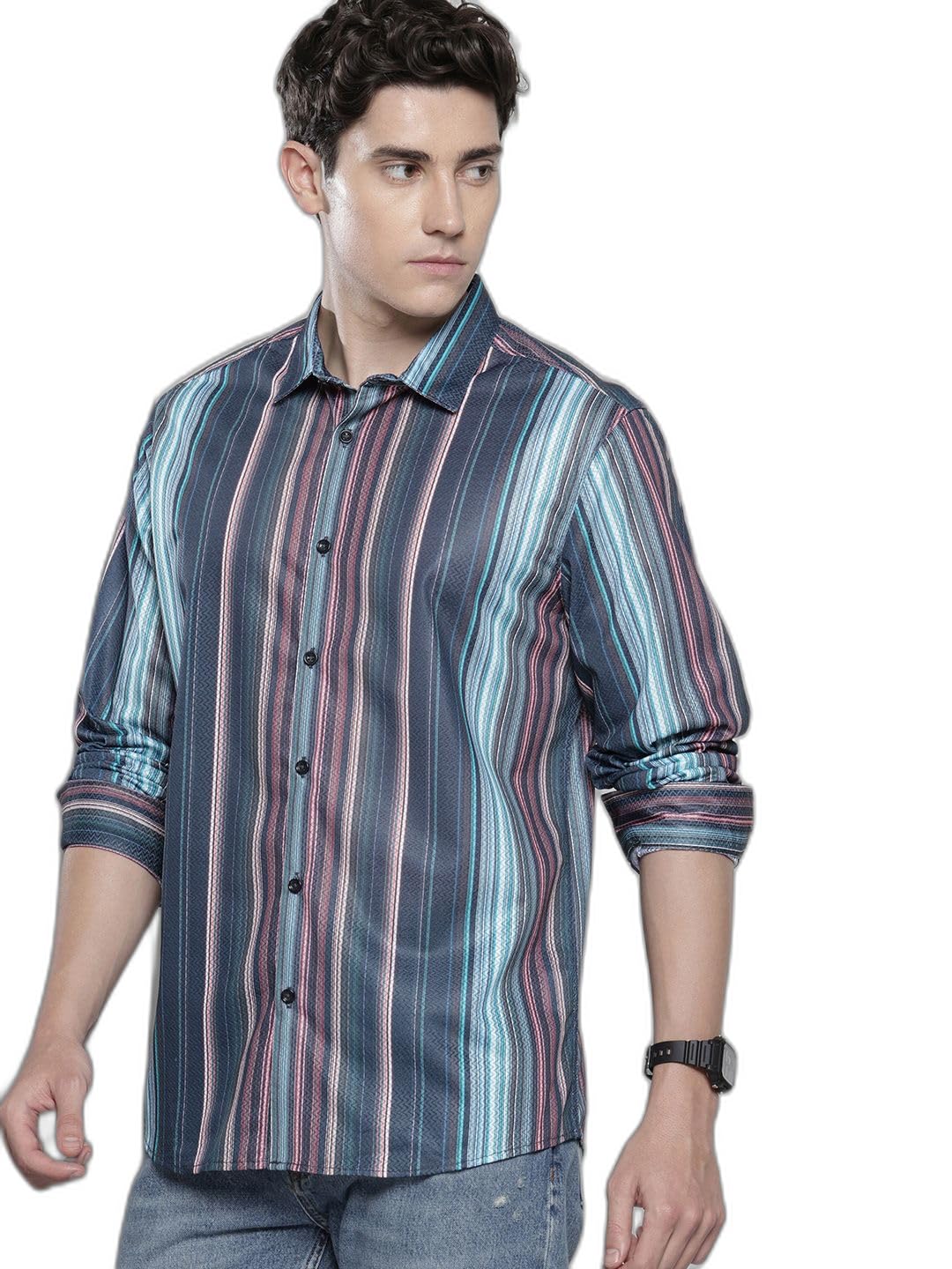 The Indian Garage Co Mens Striped Regular Fit Shirt