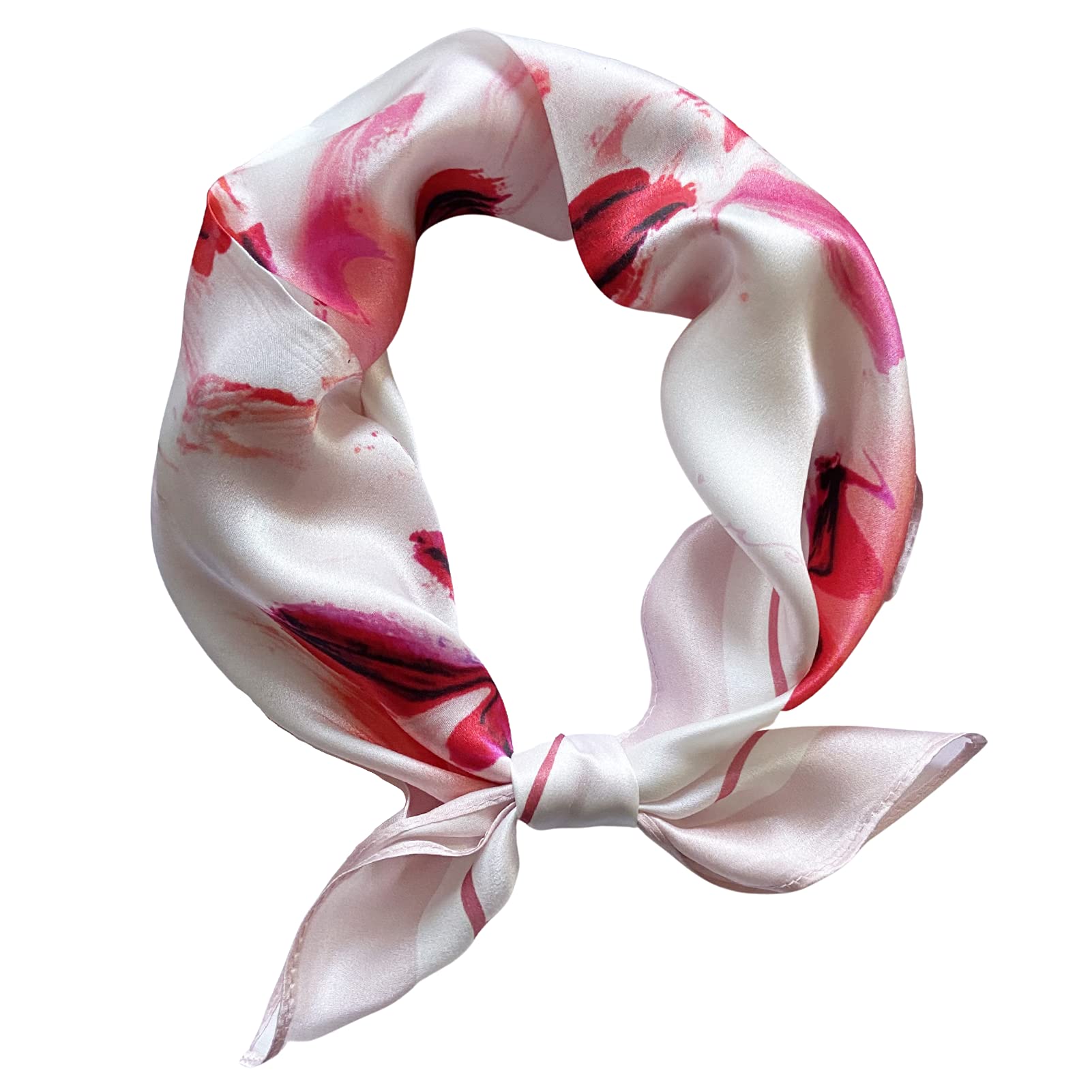 PoeticEHome 100% Real Mulberry Silk Women Small Square Neck Scarfs 21 Lightweight Neckerchief Printed Headscarf Gift Packed (J1 
