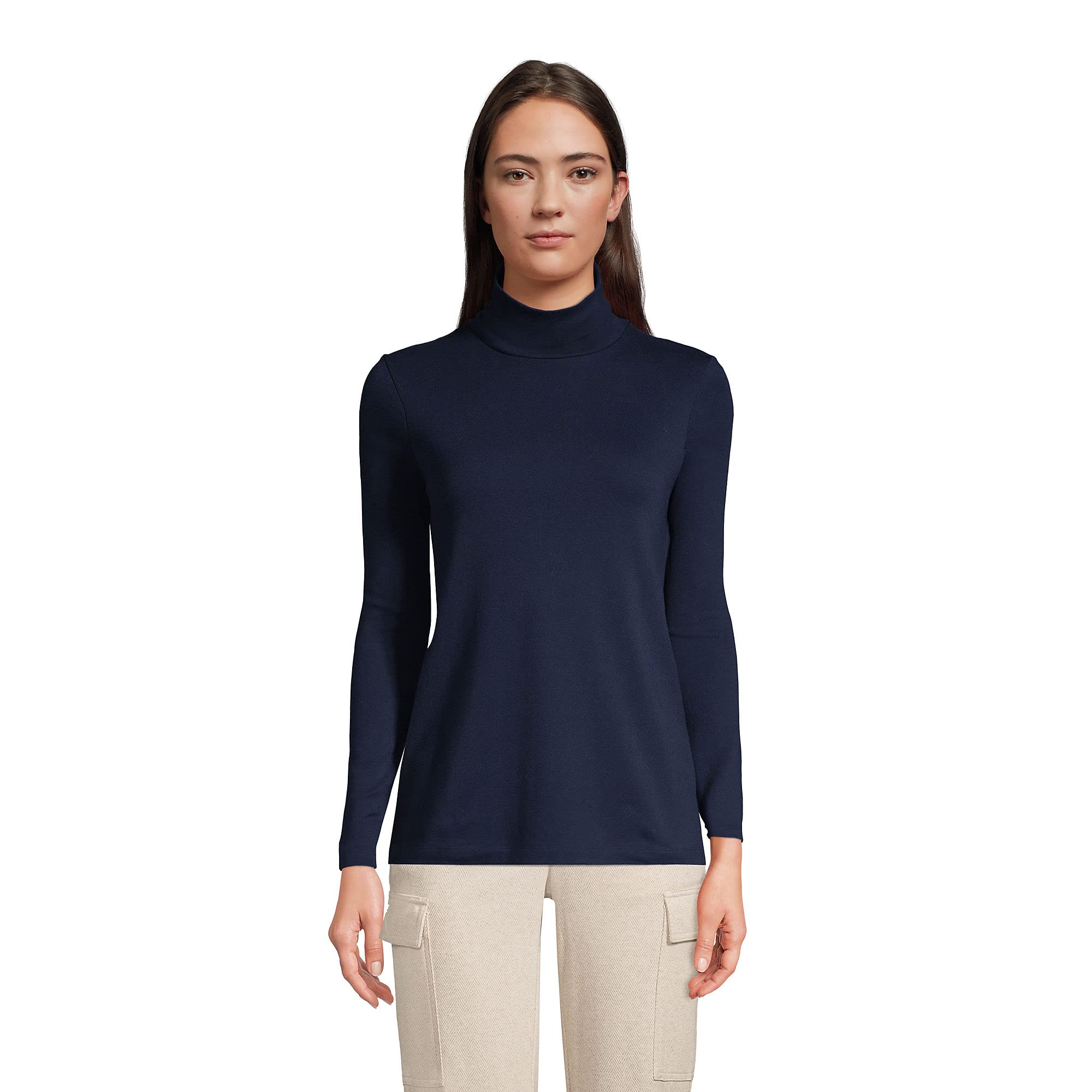 Lands' End Women s Shaped Supima Turtleneck Radiant Navy Regular Small