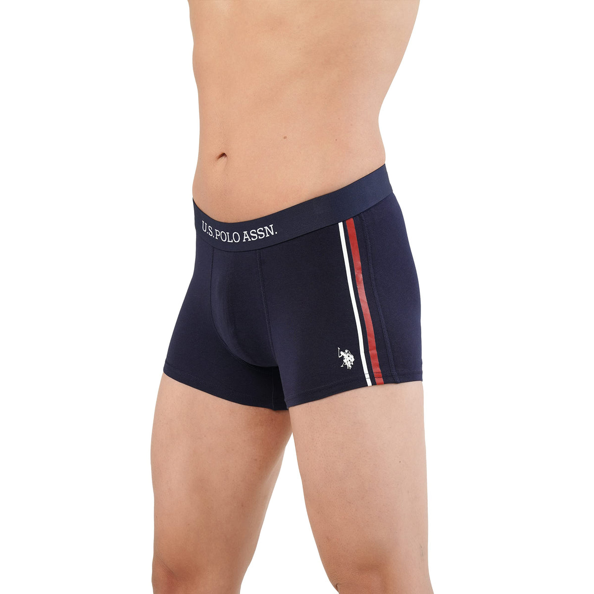 U.S. Polo Assn. Mens Et001 Anti Microbial Cotton Stretch Stripe Branded Underwear Trunk Pack Of 1