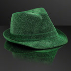 blinkee Glittery Finish Soft Green Fabric Fedora Hat Non Light Up