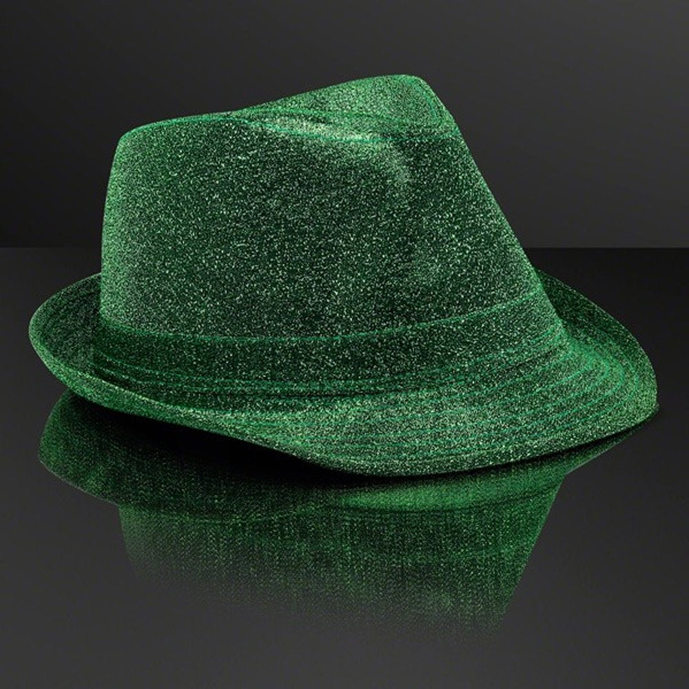 blinkee Glittery Finish Soft Green Fabric Fedora Hat Non Light Up