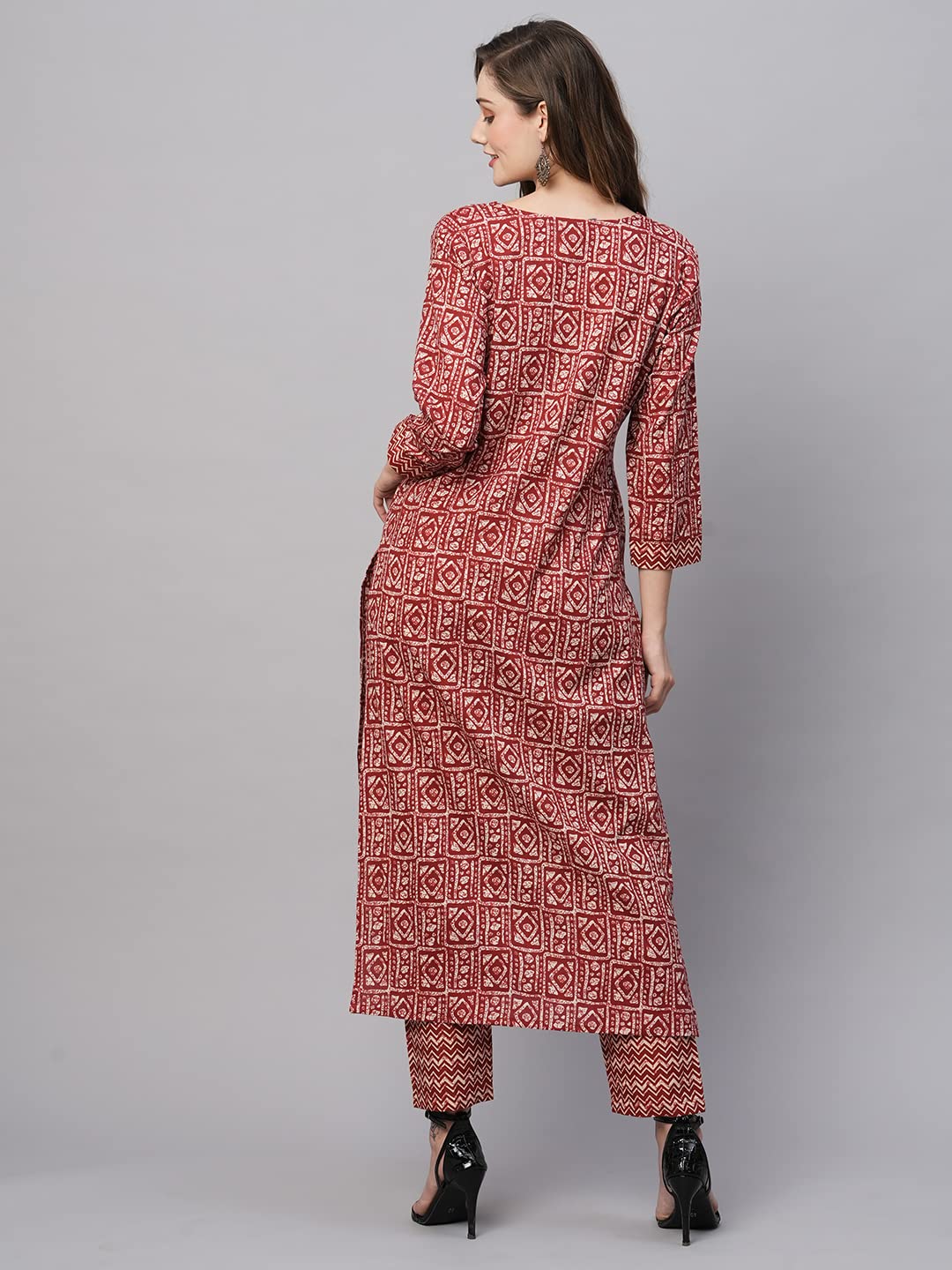 Gosriki Women'S Cotton Blend Straight Printed Kurta With Pant (Yami-Gs)