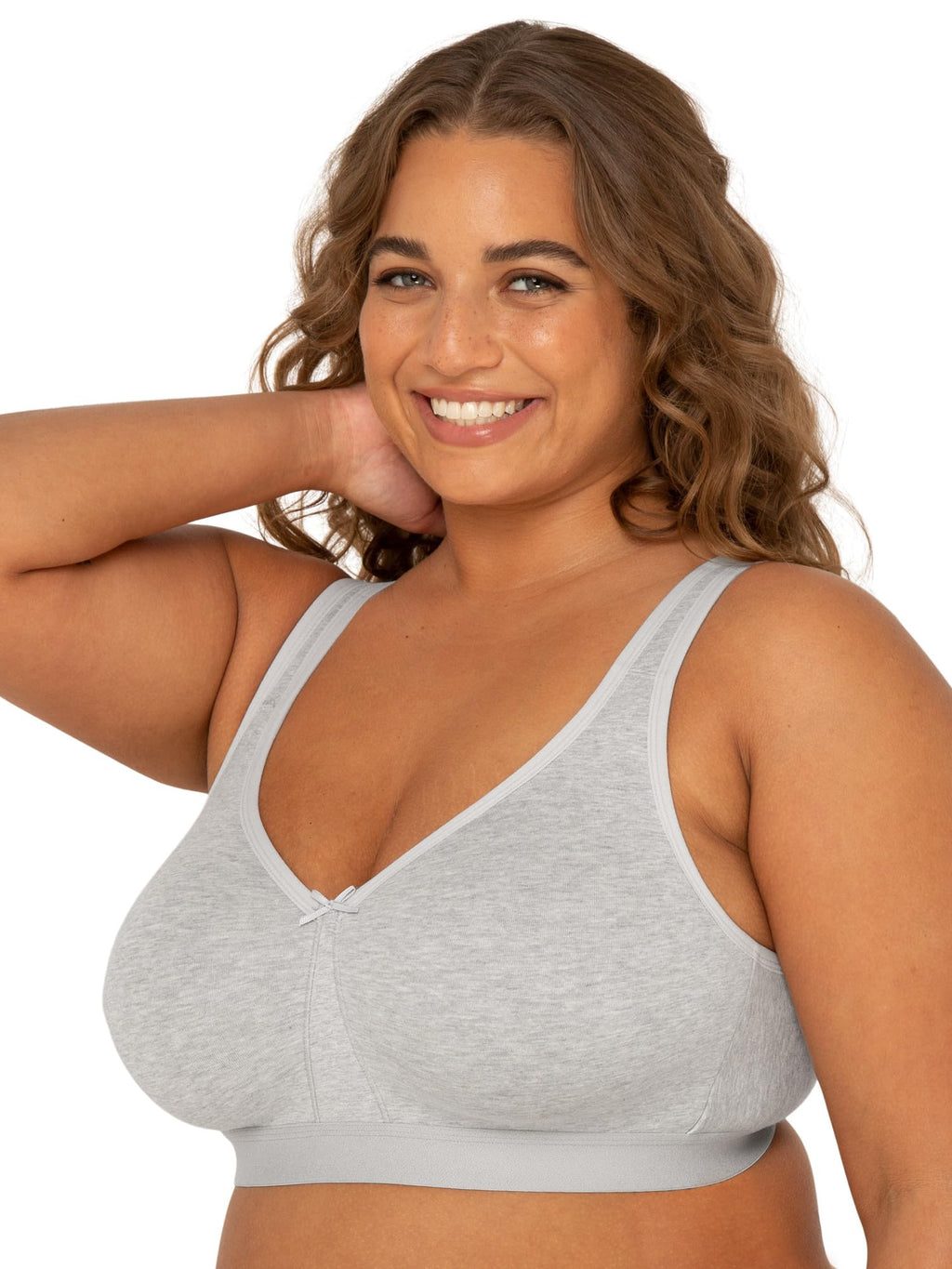 Fruit of the Loom Women's Plus Size Wireless Cotton Bra, Heather Grey, 42G