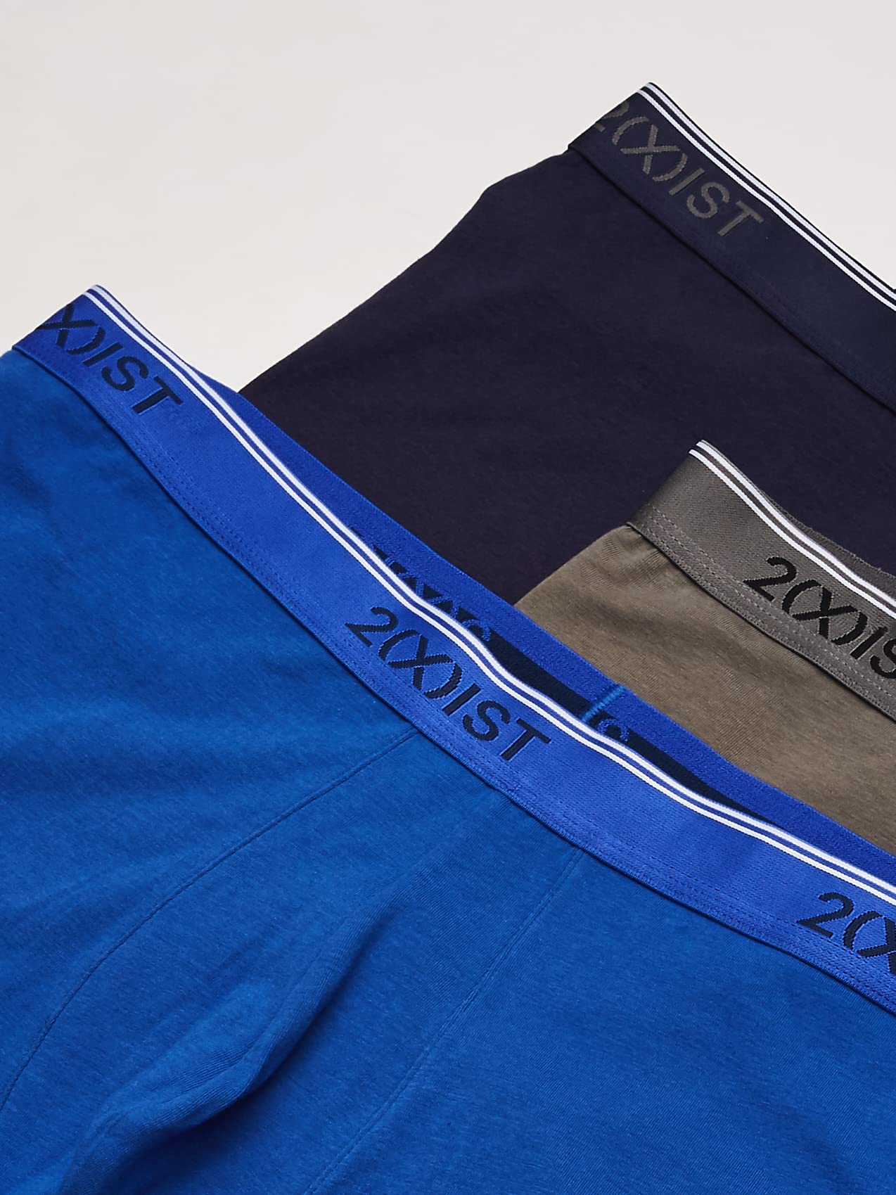2(X)IST Men's Cotton Stretch No Show Trunk 3-Pack, Eclipse/Lead/Dazzling Blue, Medium