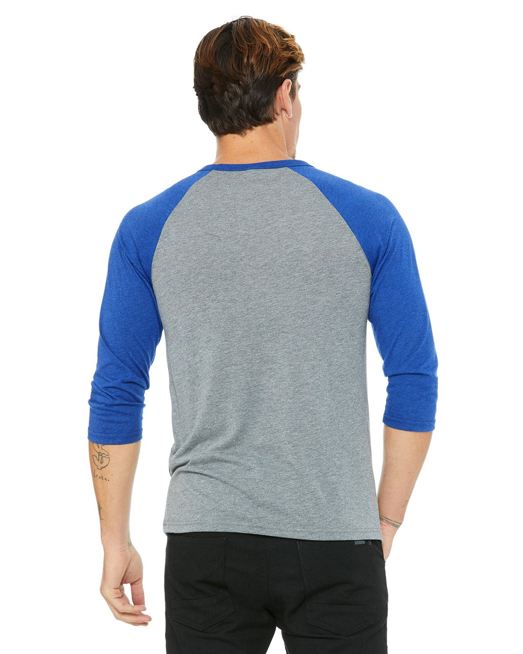 Unisex 34-Sleeve Baseball T-Shirt - gRY cHR BLK TRB - S(D0102H7WgDX)