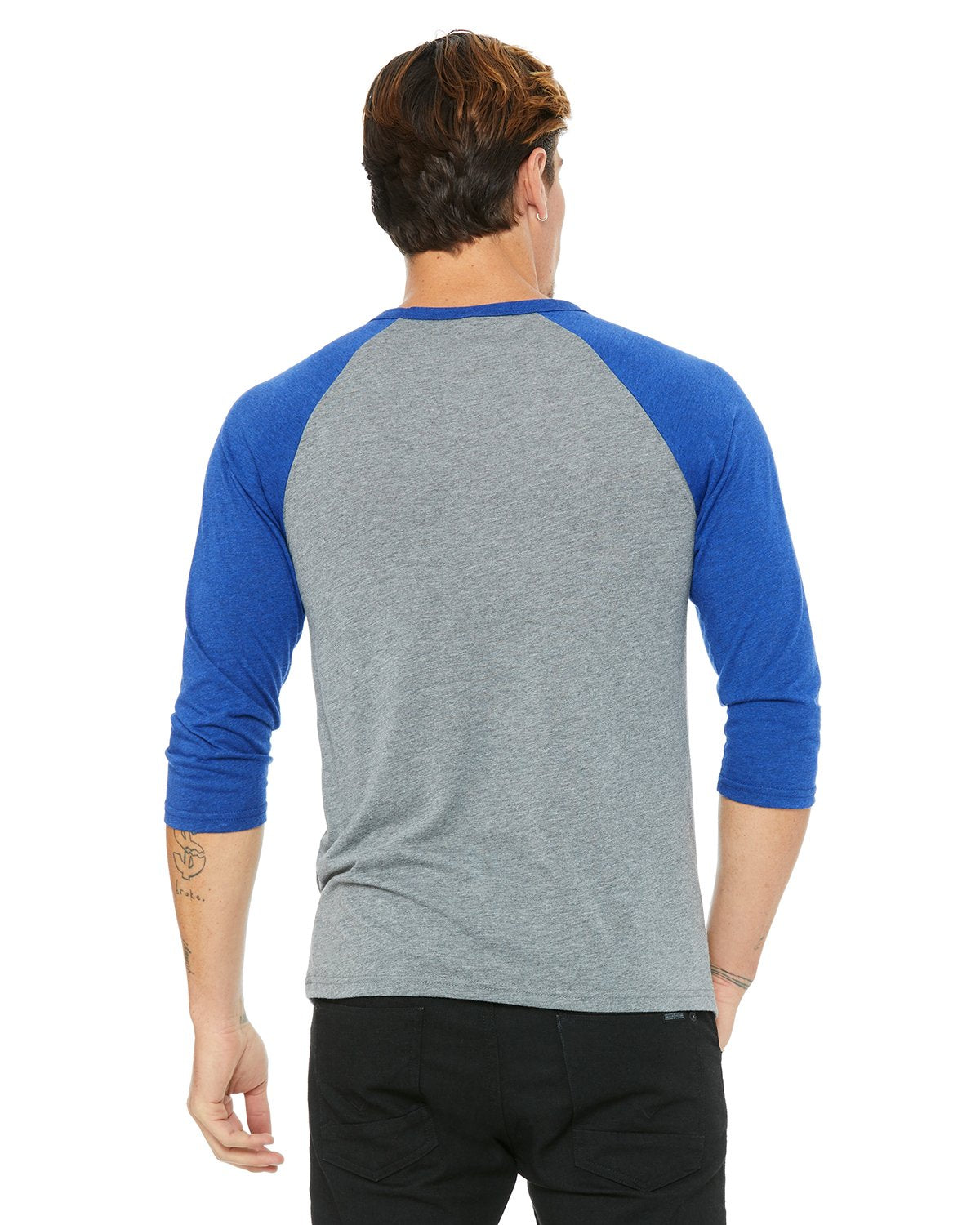 Unisex 34-Sleeve Baseball T-Shirt - gRY cHR BLK TRB - S(D0102H7WgDX)