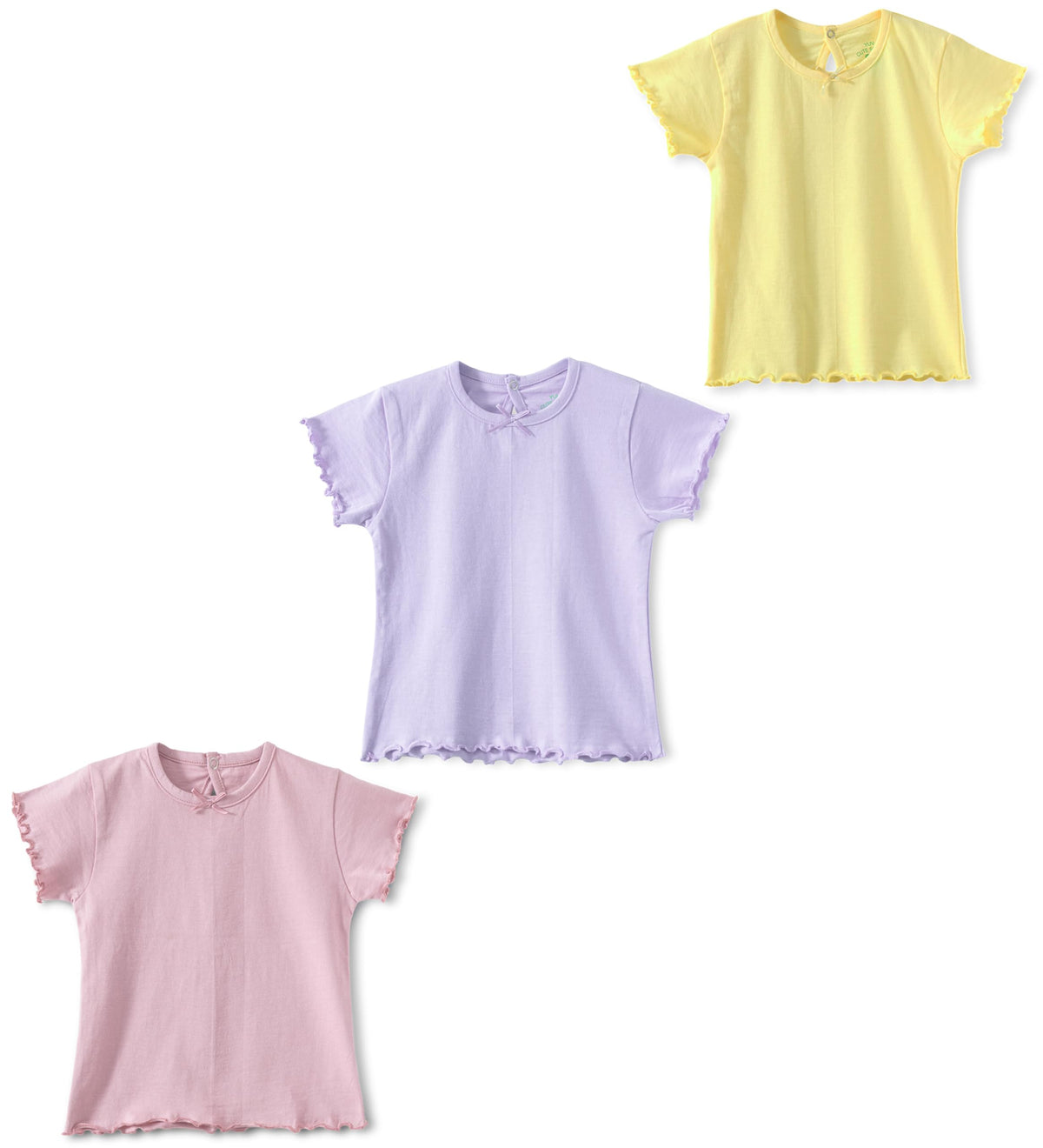 YUV 100% Cotton Printed Half Sleeve TShirts for Girls, Pack of 3 (in, Age, 18 Months, 24 Months, Regular, Burgundy/Lilac/Lime) 18-24