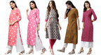 Anni Designer Women'S Crepe Straight Printed Kurta Pack Of 5 (Crepe-Combo-Nw_012)