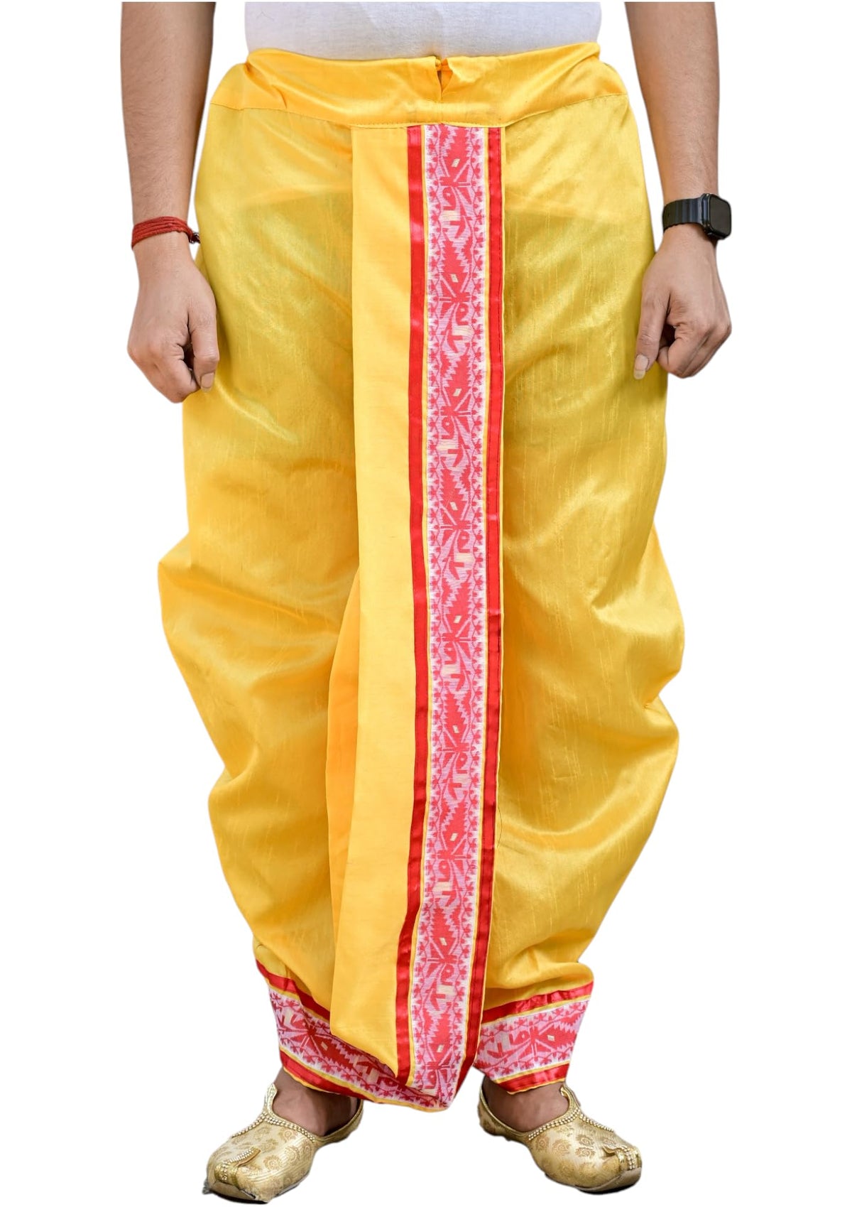 Gouri Collections MenS Ready To Wear (Pant System) Marwadi Dhoti With Adjustable Drawstring For Marriage, Pooja, Festival, Lung 42