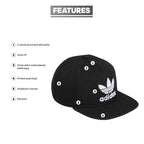 adidas Originals Kids-Boy's/Girl's Trefoil Chain Flatbrim Structured Snapback Cap, Black/White, One Size