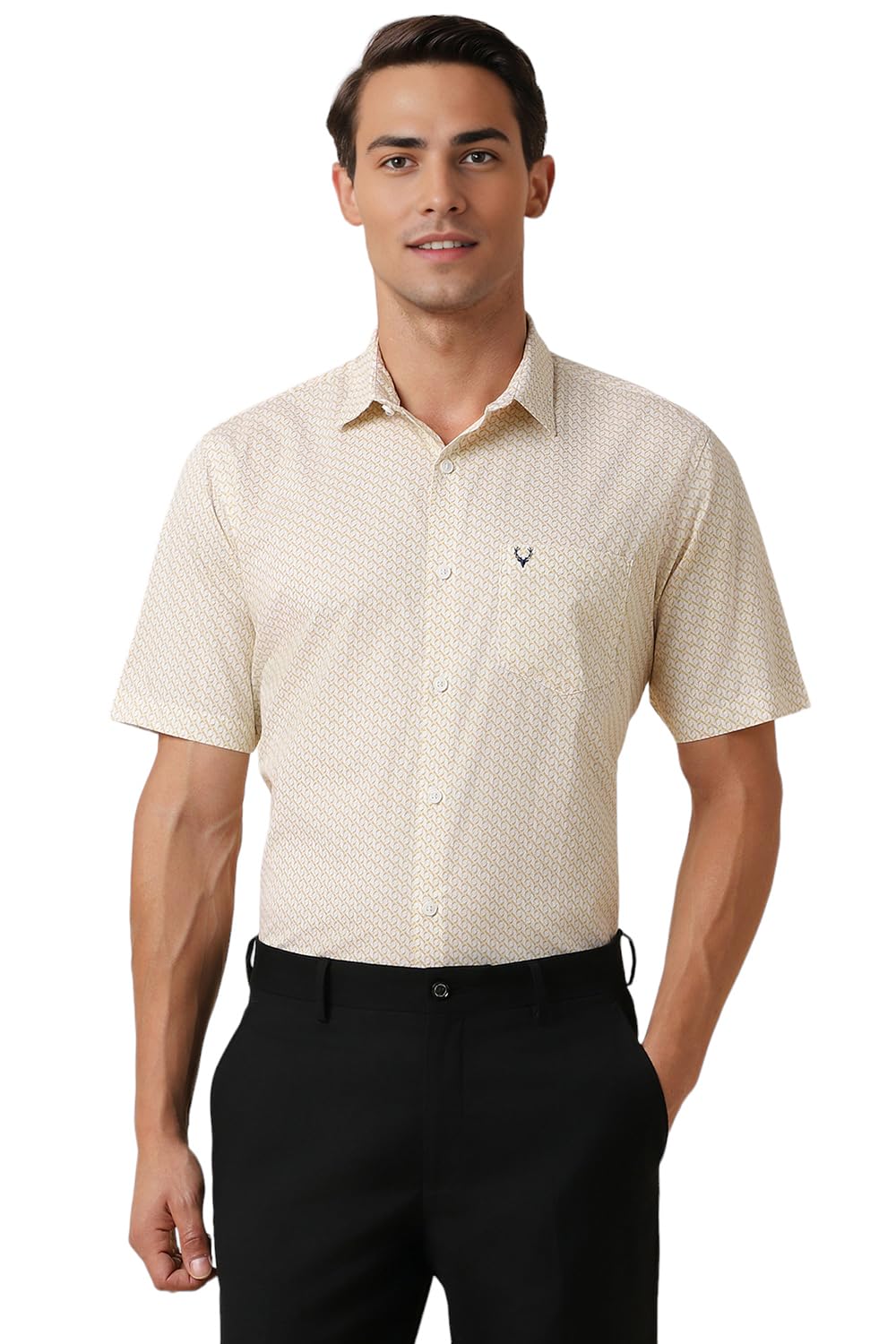 Allen Solly Men Slim Fit Printed Formal Half Sleeve Short Sleeve Shirt