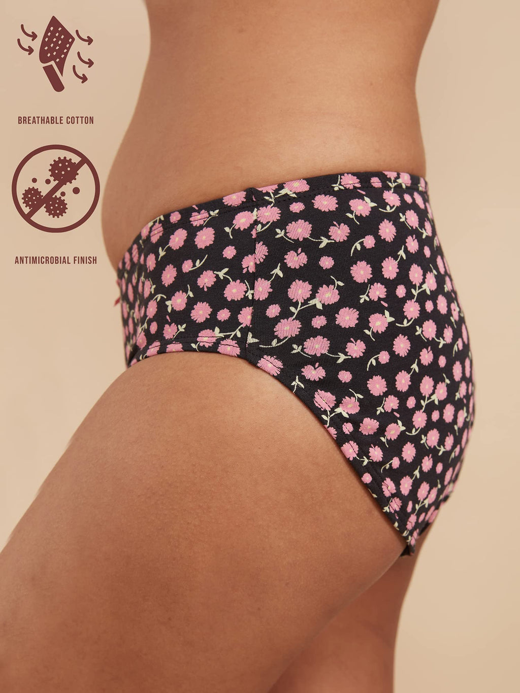 Nykd (Nyp100 Assorted Breathable Cotton Hipster Panty Set For Women | Mid Rise, Medium Coverage With Anti Bacterial & Anti Odour