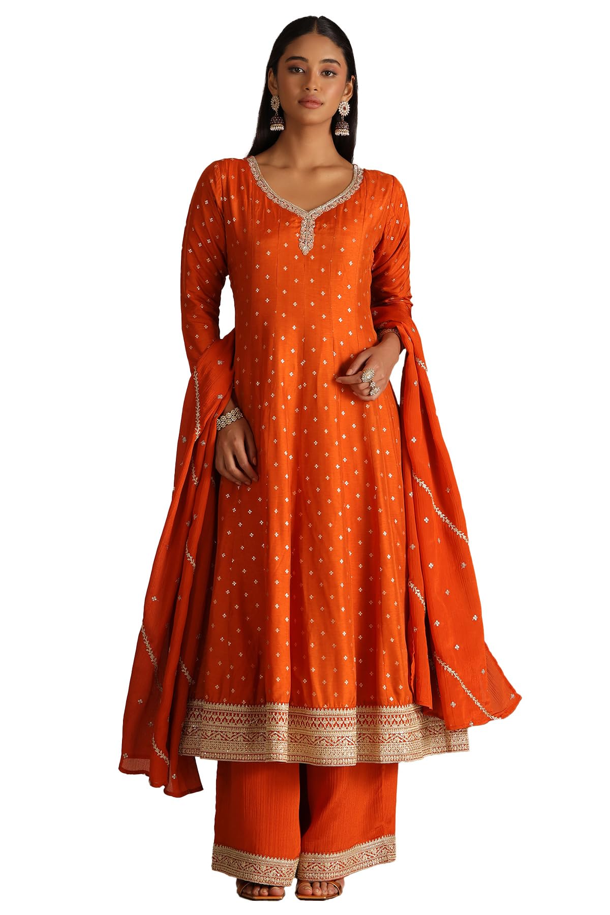 Soch Women Viscose Blend Zari Woven Suit Set with Zardosi