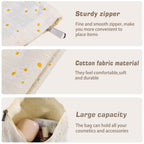 ZLFSRQ Daisy Flower Makeup Bag Travel Cute Floral Cosmetic Bags for Women Large White Makeup Pouch Zipper Cosmetic Pouch for Pur
