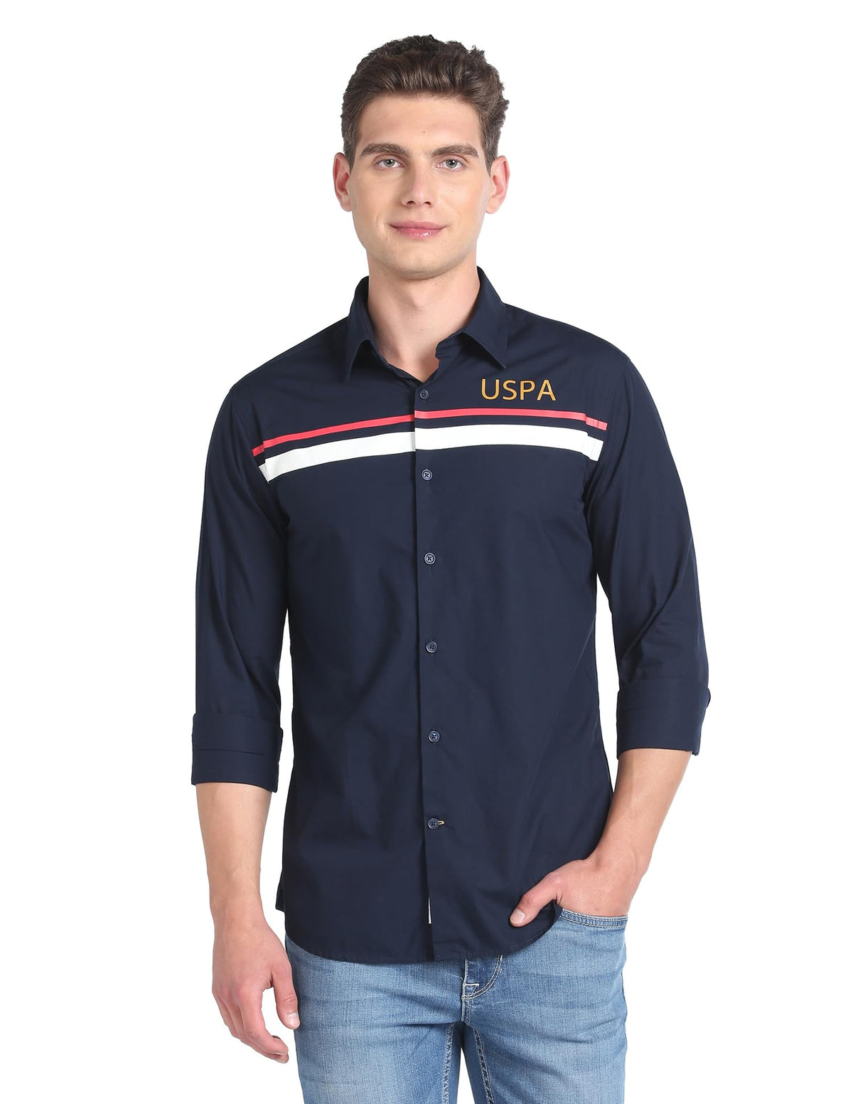 U.S. Polo Assn. Mens Horizontal Stripe Cotton Shirt(Navy 3Xl) 3