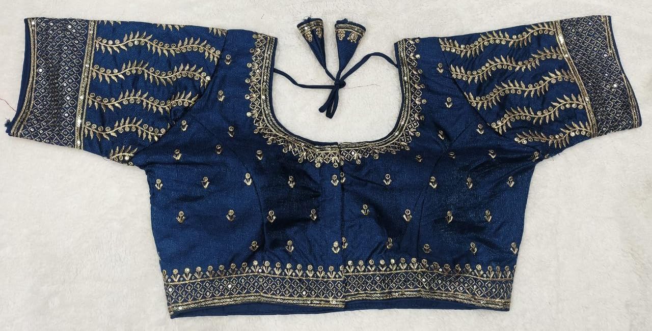 Pujia Mills WomenS Indian Ethnic Wear Designer Golden Zari Embroidery With Sequence Diamond Work Round Neck Half Sleeve Readyma