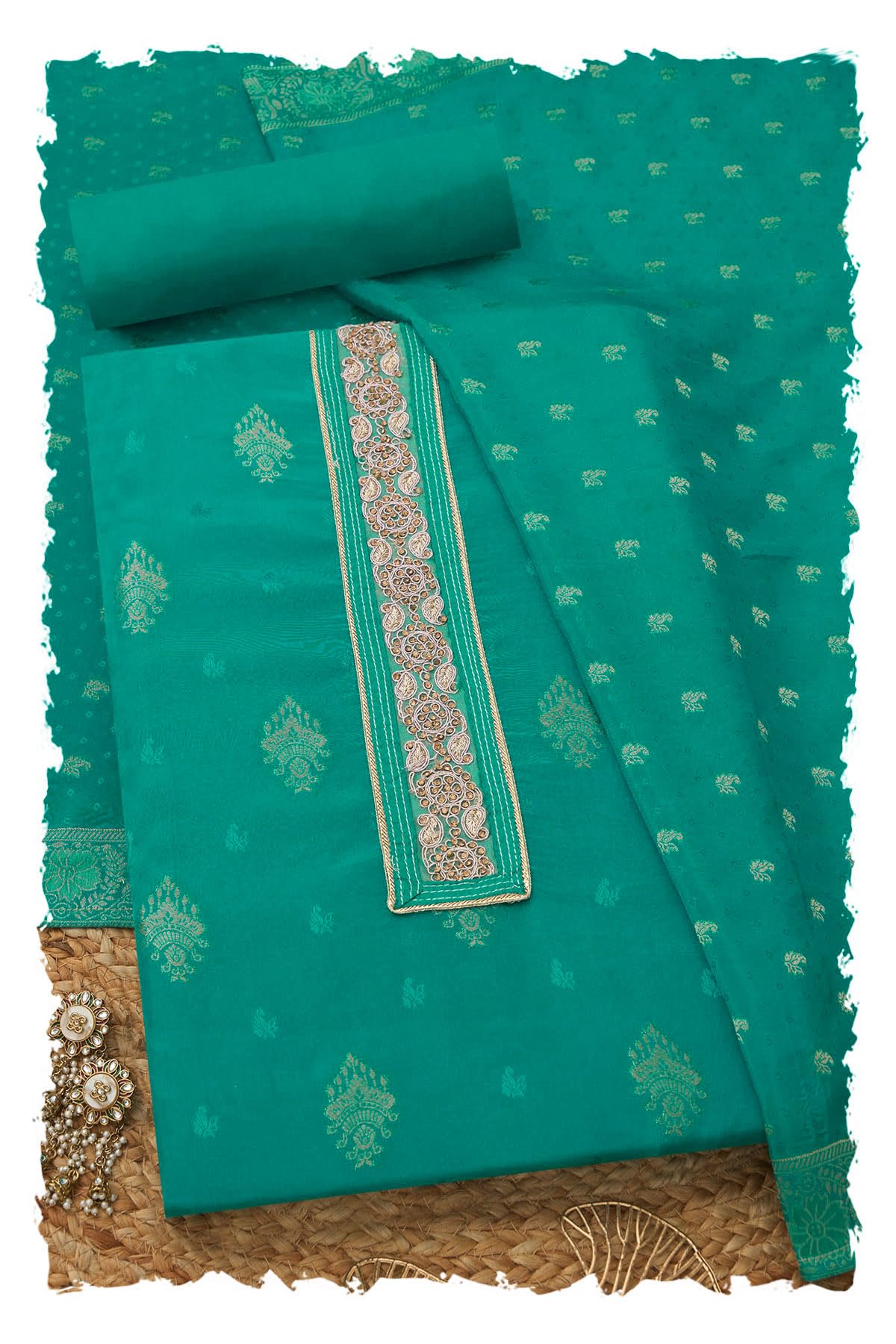 Soch Women Zari Woven Unstitched Dress Material with Work
