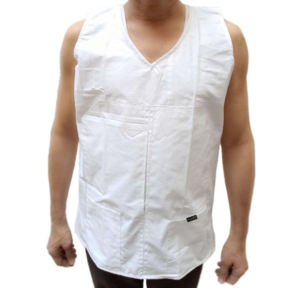PurpleflySpreading Joy Mens Lattha Baniyan,Desi Baniyan, Pocket Baniyan, Travel Loose Fit Vest, Patient Vest Sleeveless 100% Pu 42
