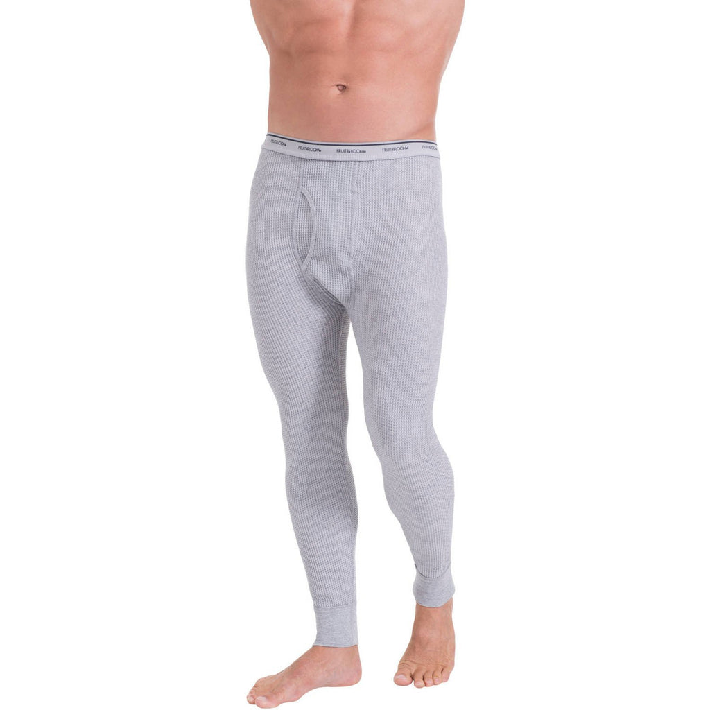 Fruit of the Loom Men's Classic Midweight Waffle Thermal Underwear Bottoms (1-Pack), Light Grey Heather, XX-Large