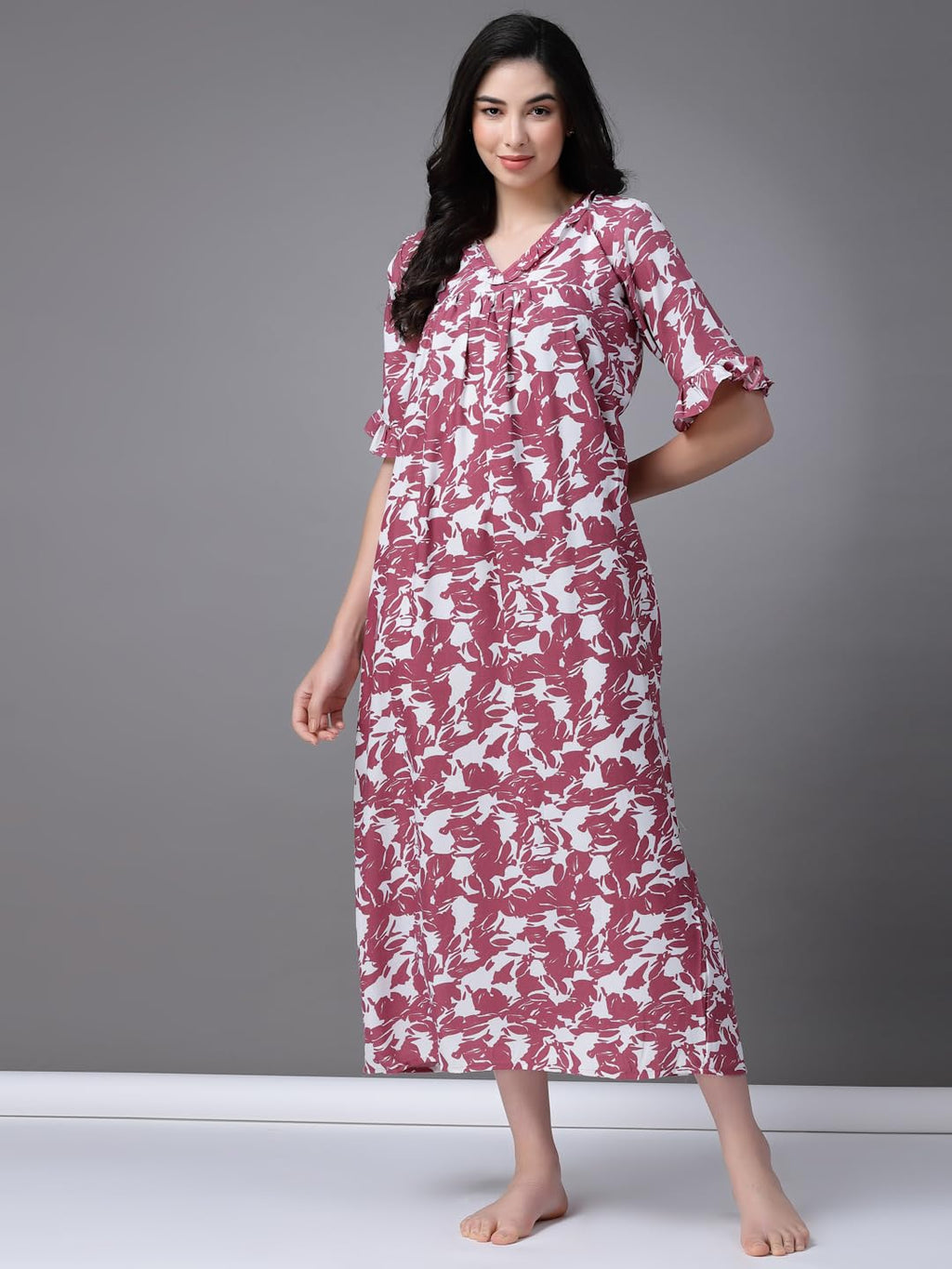 OOMPH! Cotton Blend Nighty for Womens | Night Gown | Nighty | Nightdress | Maxi Dress | Sleepwear | Gown for Women | Nighties |