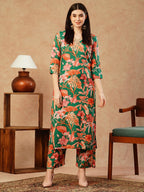ANNI DESIGNER Womens Cotton Blend Straight Printed Kurta with Palazzo (Chinki Green-NW_XL_Green_X-Large)