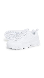 Fila Men's Strada Disruptor fashion sneakers, White/White/White, 11 US