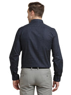 Turtle Men 100% Cotton Slim Fit Blue Printed Full Sleeve Formal Shirt