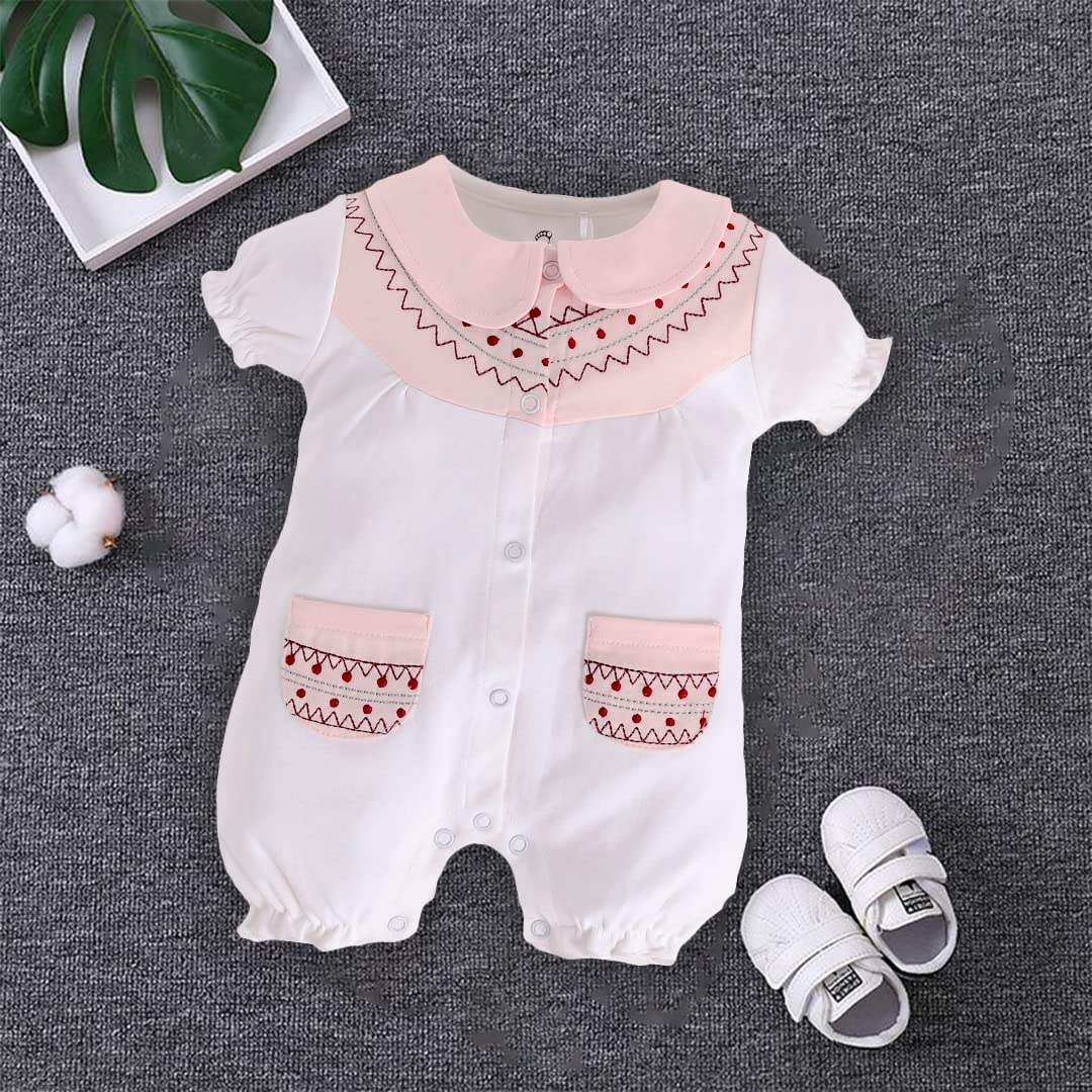 BabyGo Half Sleeves Baby Romper| 100% Cotton Rompers for New Born Baby| Baby Dress | Sleepsuit for Baby Girls| Onesies| 0-3M| 3-