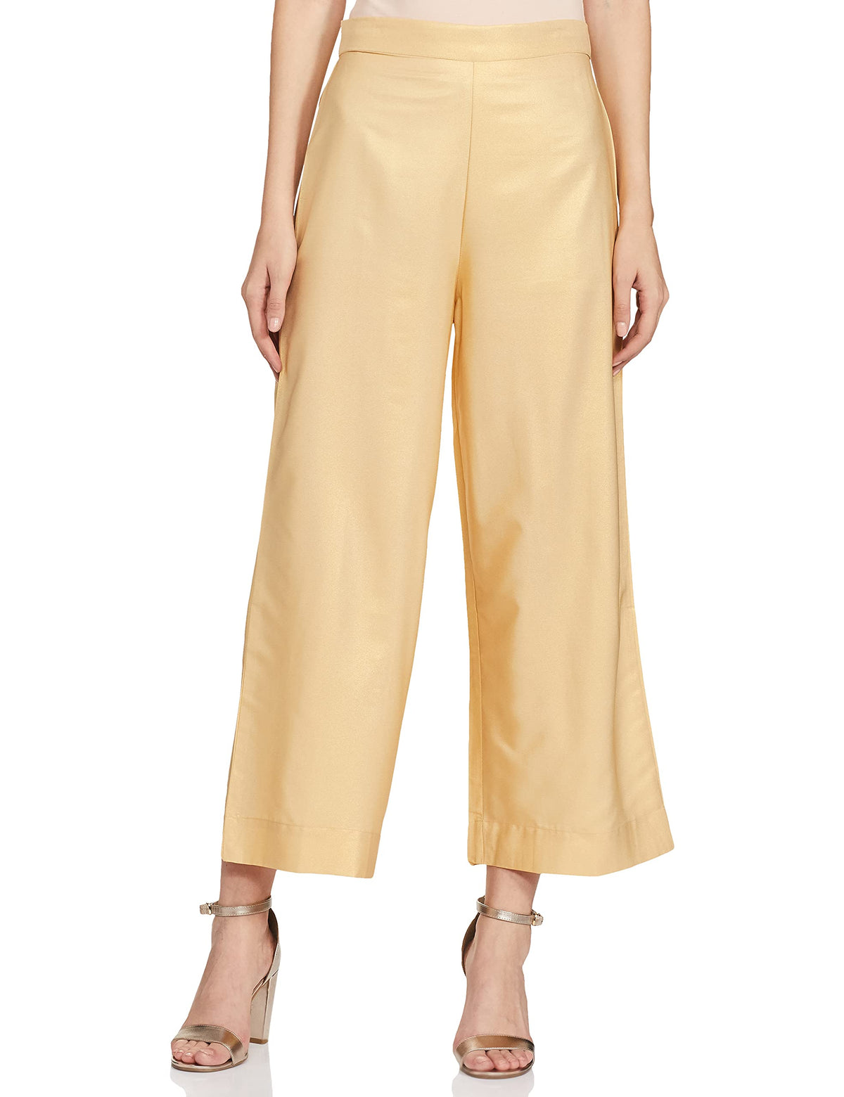 Aurelia WomenS Straight Fit Crepe Palazzo (20Fea60005-501758_Rich Gold_Xx-Large_ Rich Gold_2Xl)