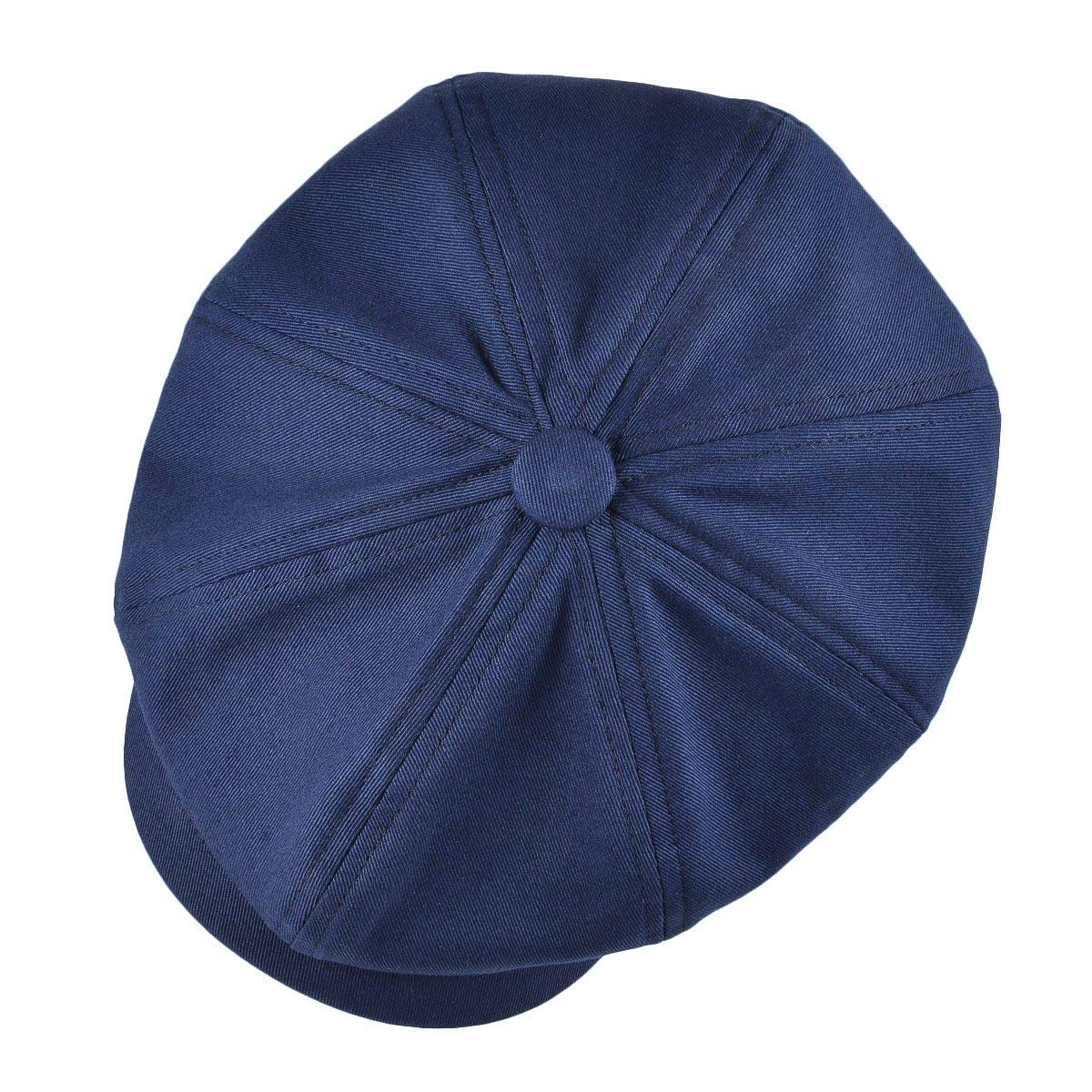 BOTVELA Men's Newsboy Flat Cap 100% Cotton Gatsby Ivy Golf Cabbie Hat (Navy Blue, 7 7/8)