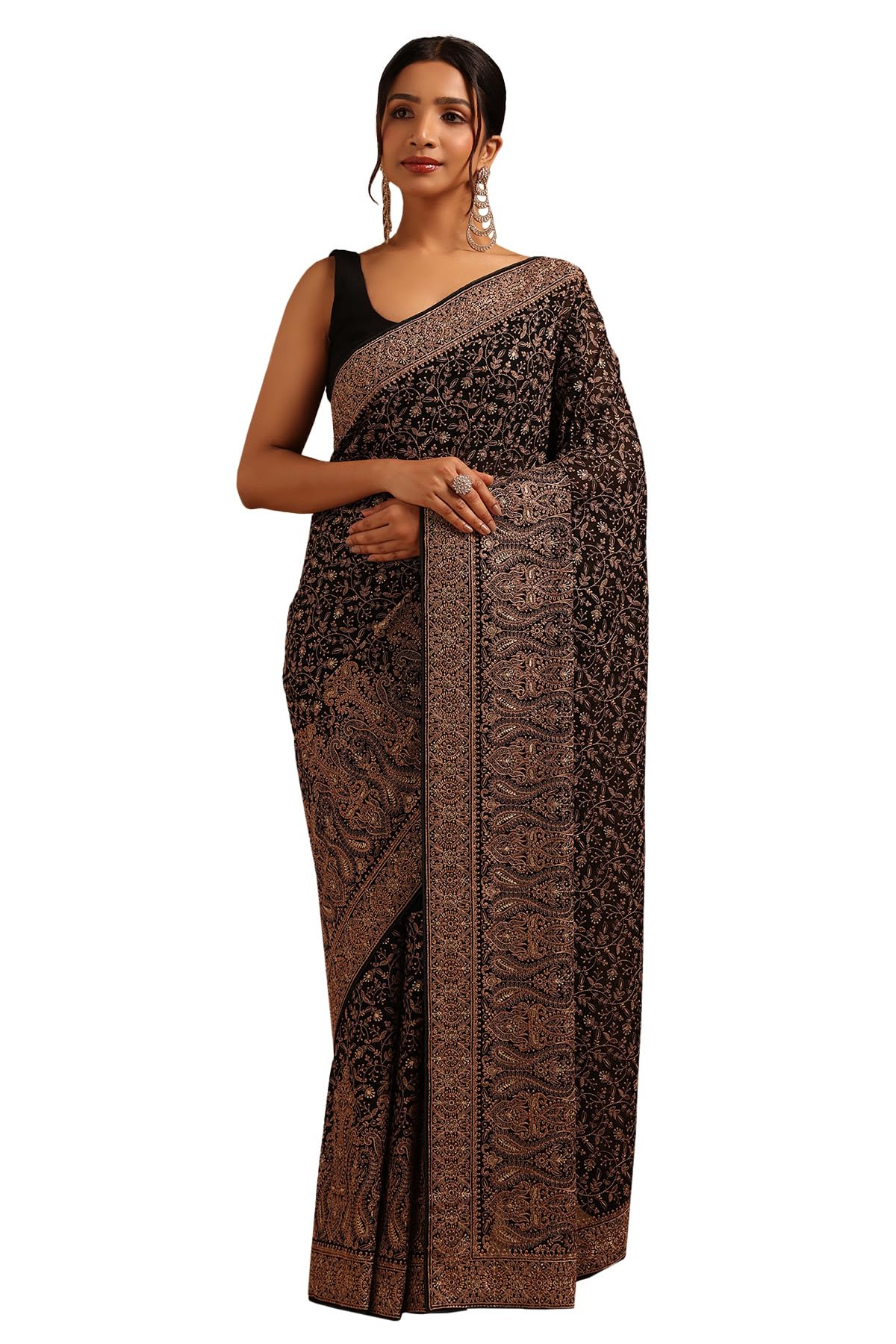 Soch Women Georgette Botanical Saree with Work