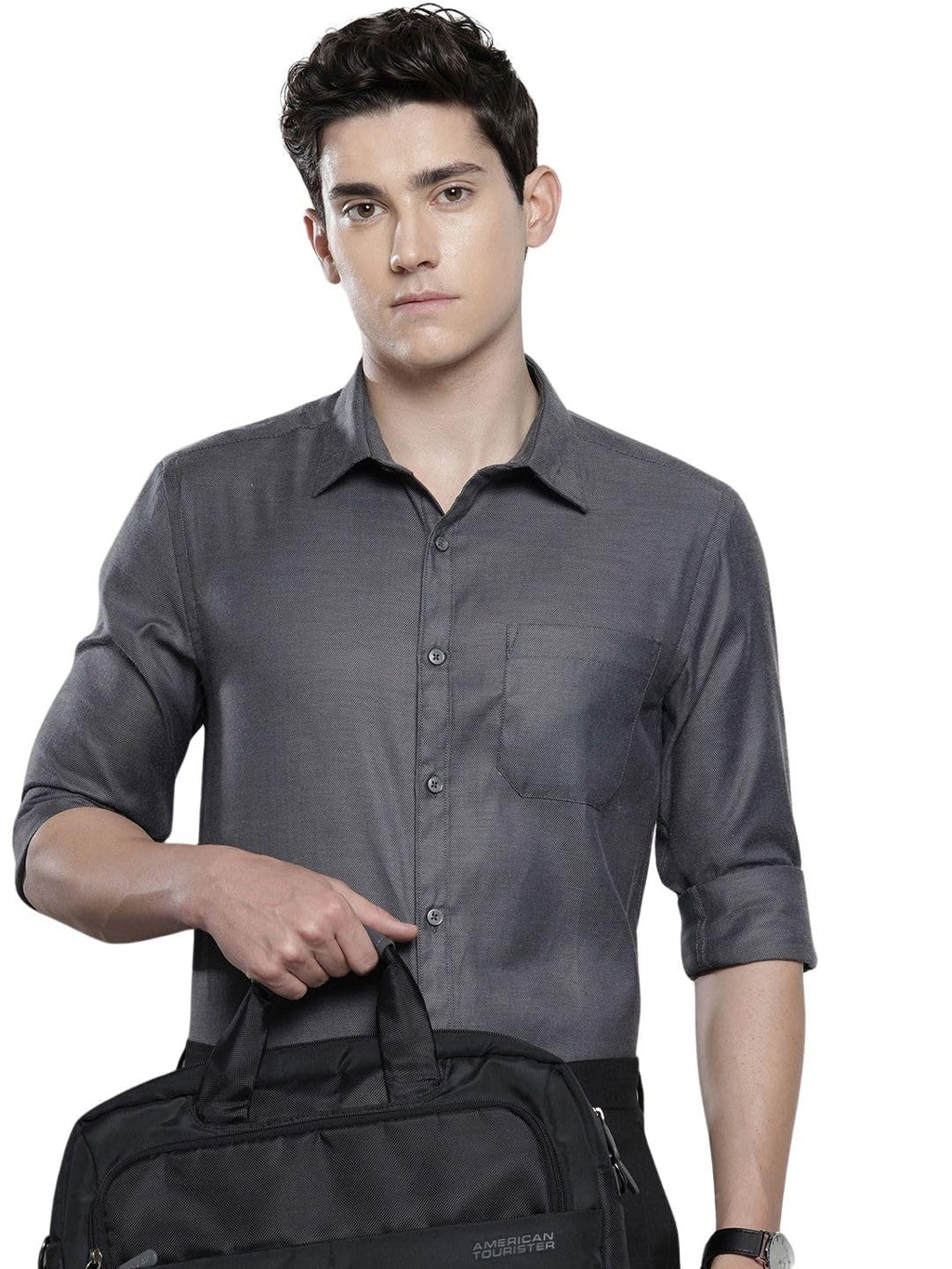 The Indian Garage Co Mens Slim Fit Solid Long Sleeves Formal Shirt