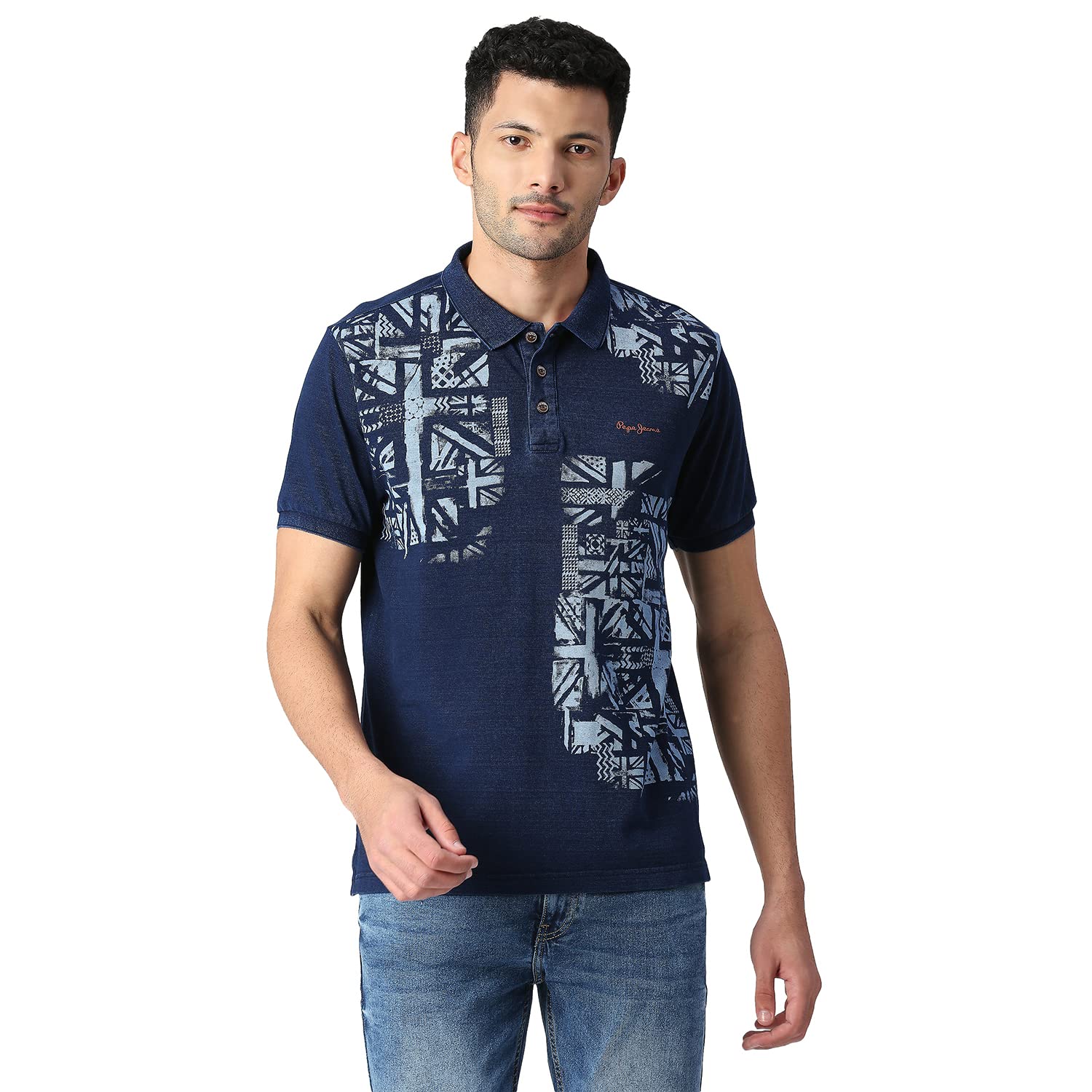 Pepe Jeans MenS Solid Regular Fit T-Shirt (Pm542048561S_Indigo