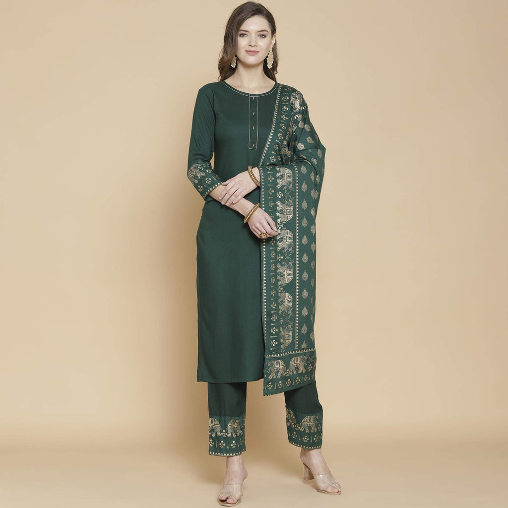 Gosriki Women'S Rayon Regular Kurta And Palazzos & Dupatta