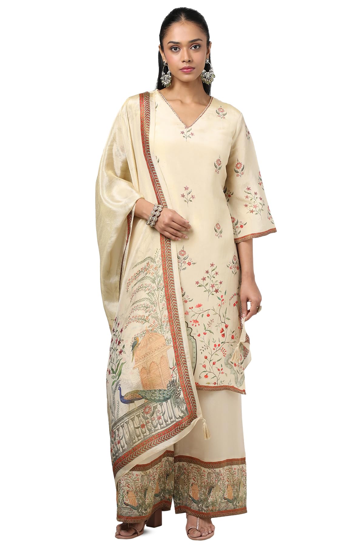 Soch Women Tissue Floral Print Suit Set with Beads
