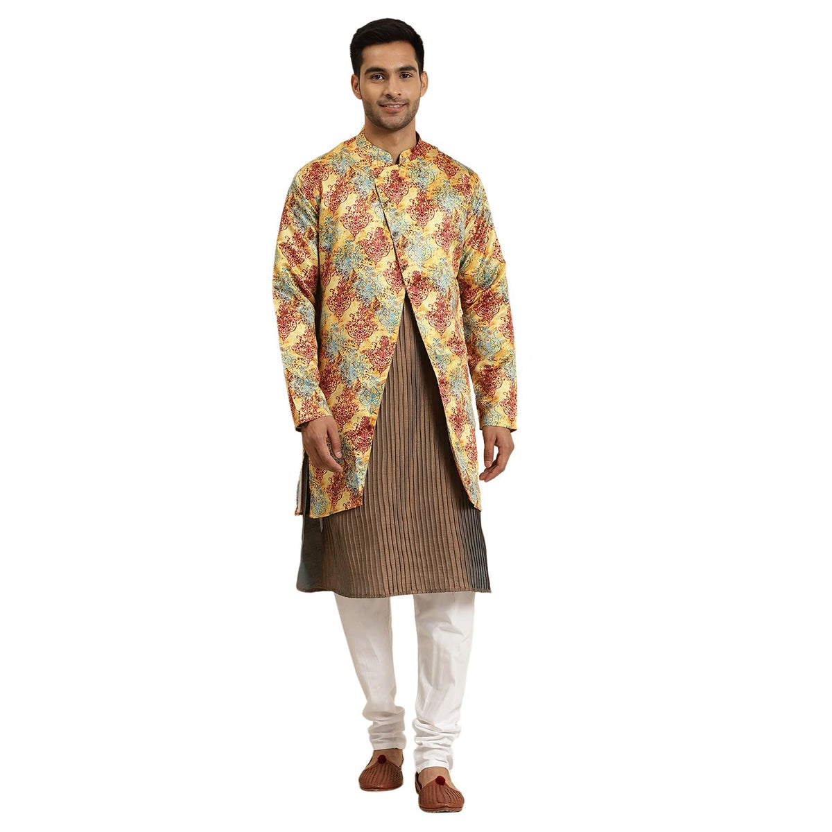 SOJANYA (Since 1958 Mens Silk Blend Yellow ONLY Sherwani Jacket Size: 38
