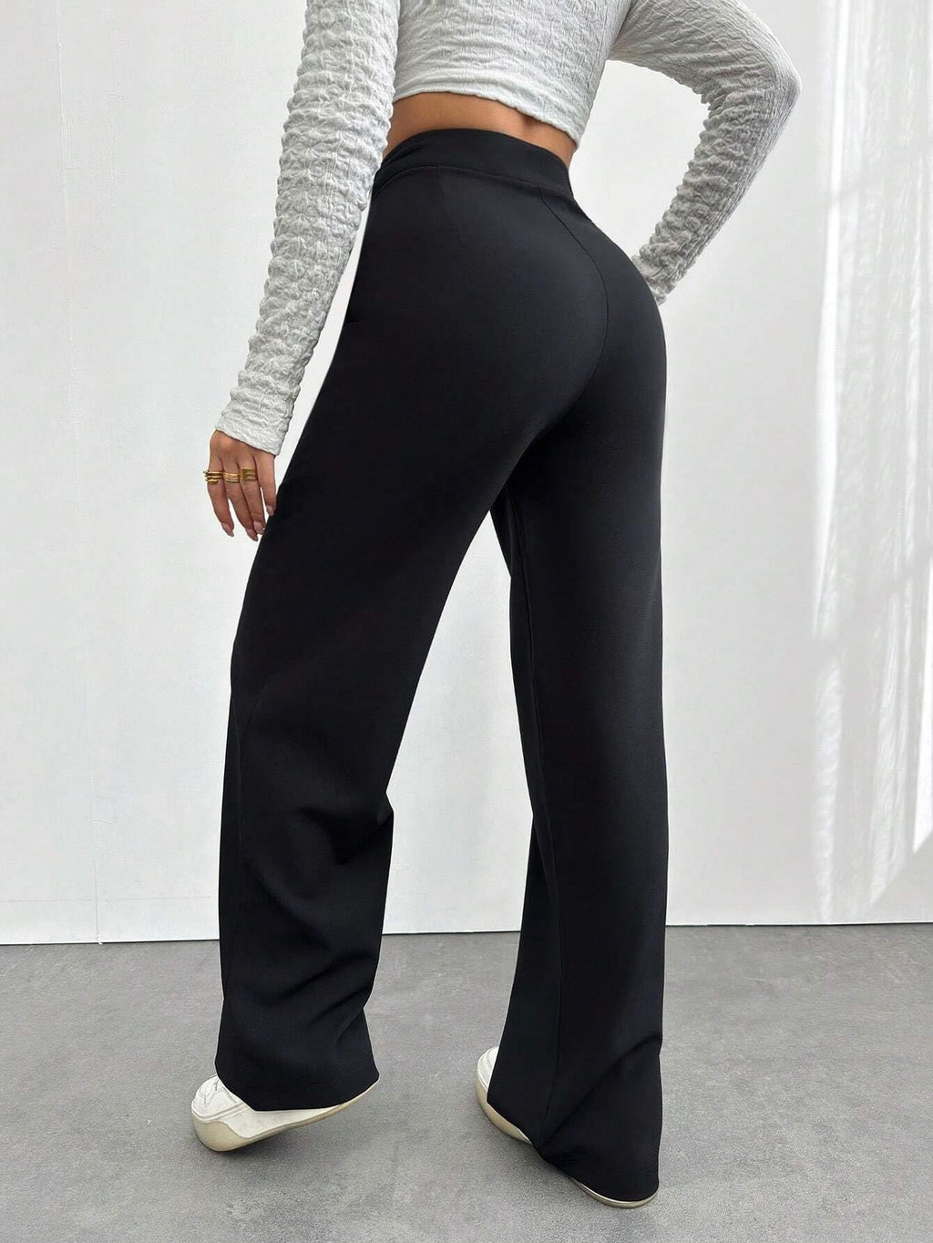 Toochki Women Spandex Pant Stretchable Slim Fit Trouser, for Office School Formal Casual Black