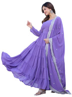 Fashion Basket Georgette Solid Anarkali Kurta Set For Women Lavender