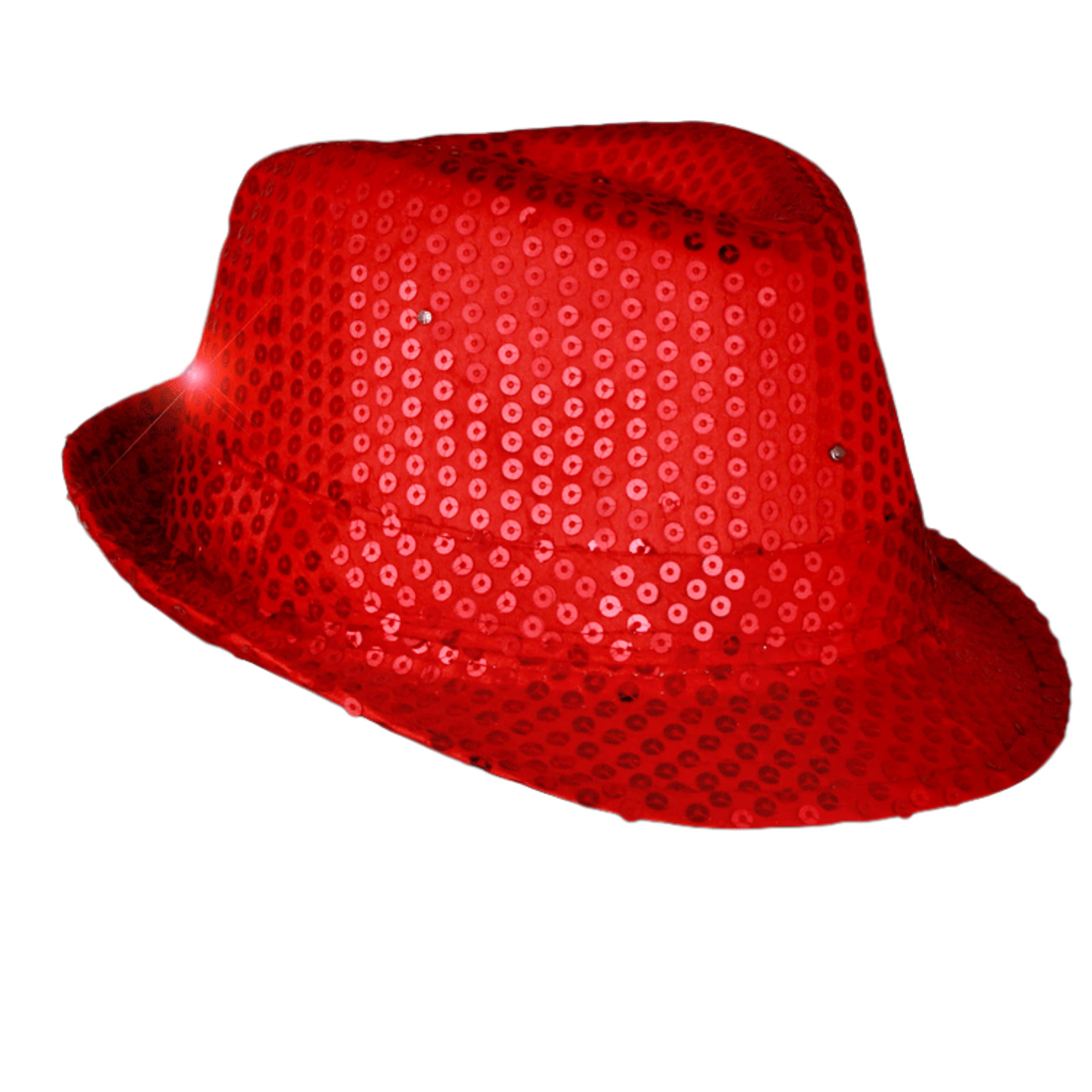 Blinkee LED Flashing Fedora Hat with Red Sequins