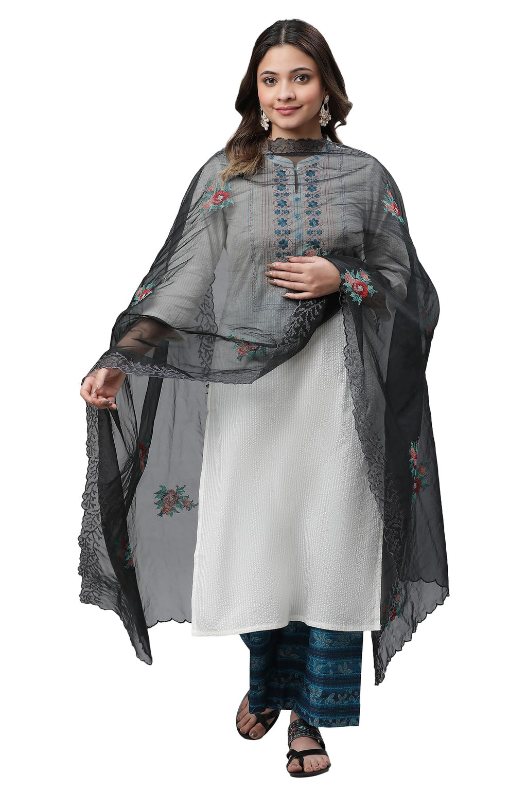 Aurelia Women Dupatta 23Aua80070-606113-Black-Fs