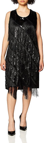Forum Novelties Women's Midnight Dazzle Flapper Costume Dress, Black, Medium/Large