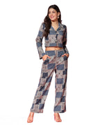 Tagdo Women'S Co-Ords Printed Dress Set (Shirt-Pair-5149-Blue-Xxl)