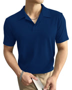 I ENTERPRISE Cotton Blend Regular Fit Round Spread Collar Solid Short Sleeve T-Shirt for Men & Boys Color :- Navy Blue Size :-XL