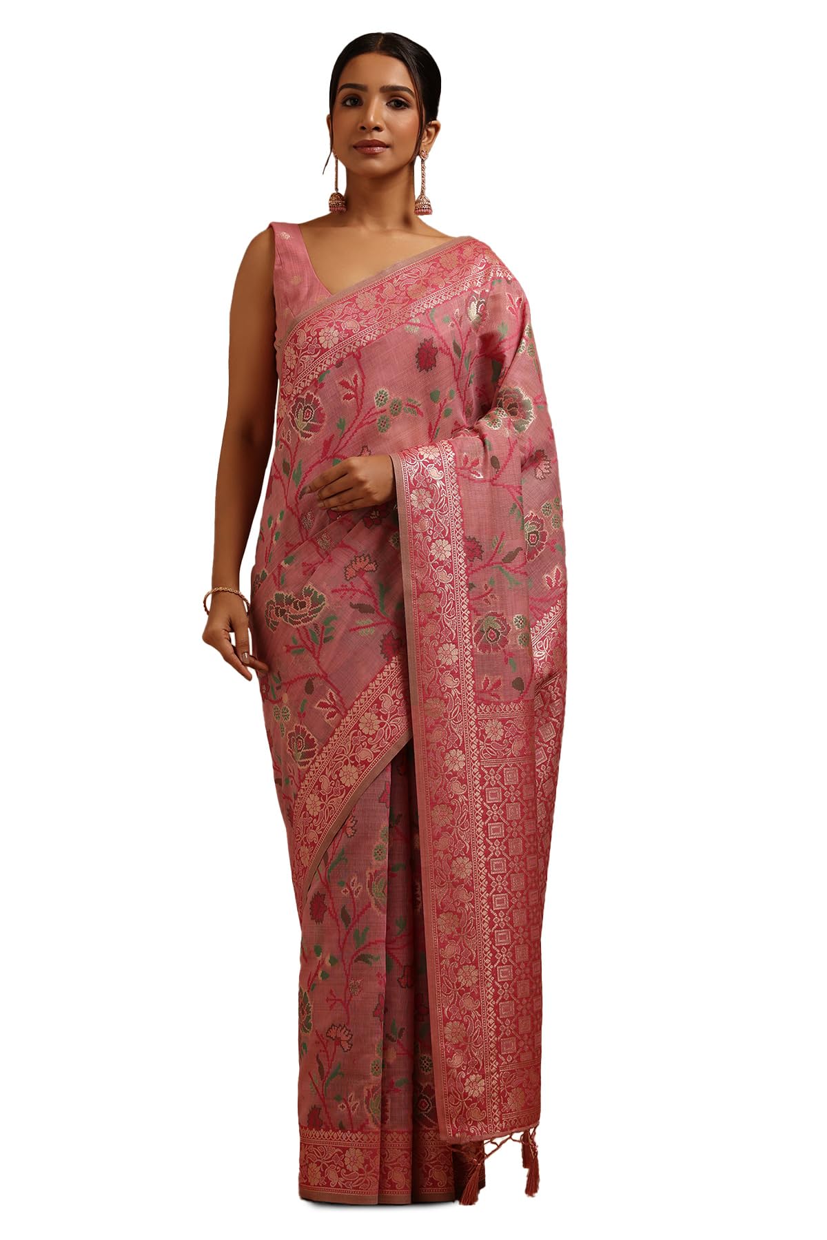 Soch Women Chanderi Floral Zari Woven Saree
