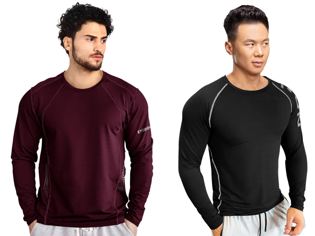 Noble Monk MenS Regular Fit T Shirt (Combo Pack Of 2) |Full Sleeves |Round Neck |Casual Tshirt For Men