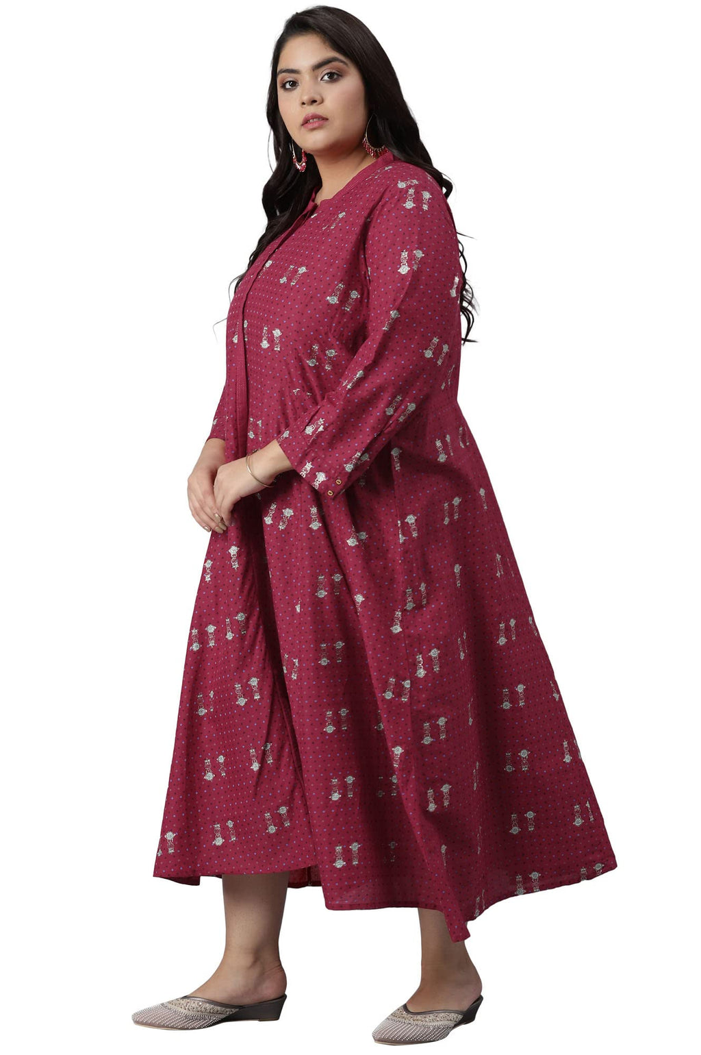 W For Woman Persian Red All-Over Print Kurta